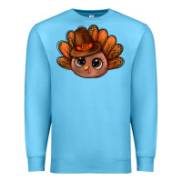 Ocean Blue turkey and leopard pattern and thanksgiving hat bbs Premium Sweatshirt - BundleAndBundleShop