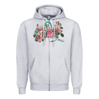 Heather Grey Blessed Nurse Zipper Hoodie - CowGirlArtShop