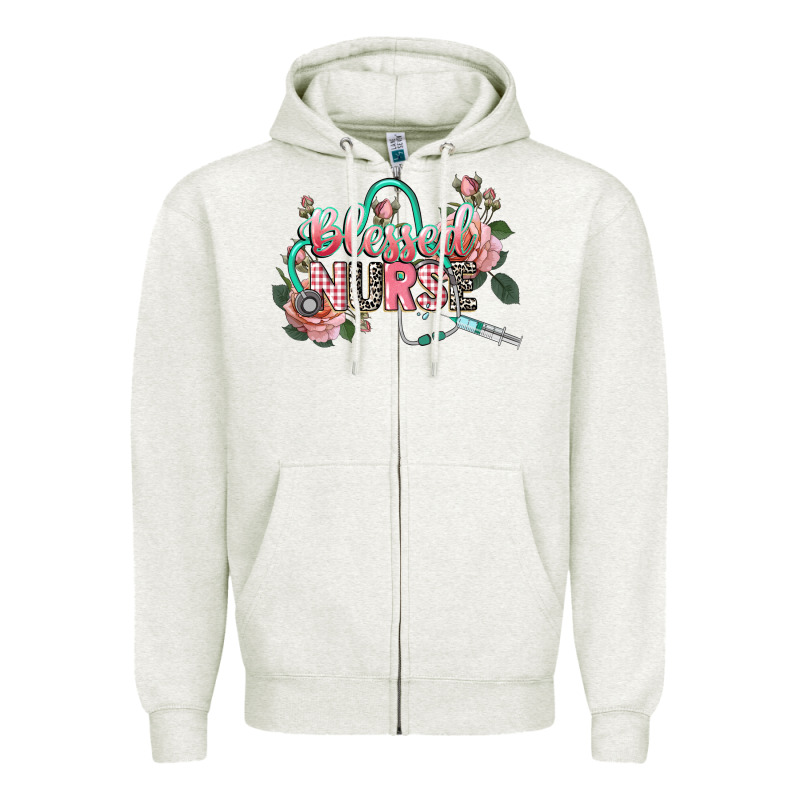 Blessed Nurse Zipper Hoodie by CowGirlArtShop | Teevron
