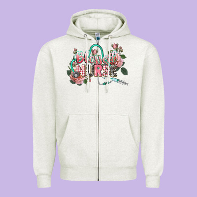 Blessed Nurse Zipper Hoodie Designed By Cowgirlartshop
