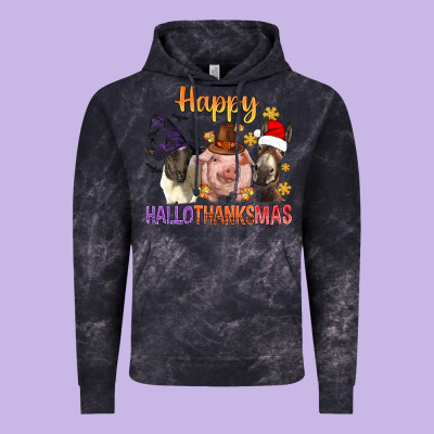Happy Hallothanksmas Farm Animal Vintage Hoodie Designed By Bundleandbundleshop