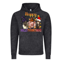 Vintage Black Happy Hallothanksmas Farm Animal Vintage Hoodie - BundleAndBundleShop