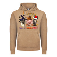 Vintage Coffee Happy Hallothanksmas Farm Animal Vintage Hoodie - BundleAndBundleShop