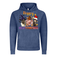 Vintage Denim Happy Hallothanksmas Farm Animal Vintage Hoodie - BundleAndBundleShop