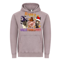 Vintage Zinc Happy Hallothanksmas Farm Animal Vintage Hoodie - BundleAndBundleShop