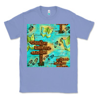 Colony Blue Wooden Signboard And Gamping Map Seamless Pattern Classic Tee - BundleAndBundleShop