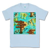 Dusty Blue Wooden Signboard And Gamping Map Seamless Pattern Classic Tee - BundleAndBundleShop