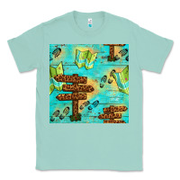 Seafoam Wooden Signboard And Gamping Map Seamless Pattern Classic Tee - BundleAndBundleShop