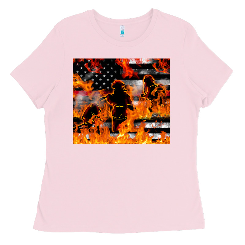 Firefighter Thin Red Lin Ladies Tee by LillyAllenDesigns | Teevron