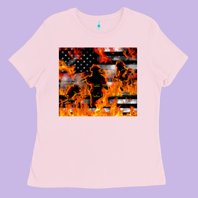 Firefighter Thin Red Lin Ladies Tee Designed By Lillyallendesigns