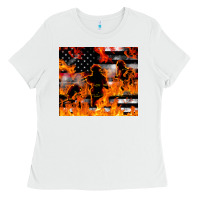 White firefighter thin red lin Ladies Tee - LillyAllenDesigns
