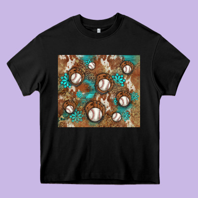 Baseball Turquoise Gemstones Western Patterns Heavy Core Tee Designed By Barkaloodesign