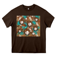 Chocolate Brown baseball turquoise gemstones western patterns Heavy Core Tee - BarkalooDesign