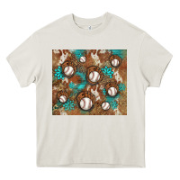 Cream baseball turquoise gemstones western patterns Heavy Core Tee - BarkalooDesign