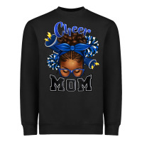Black Cheer Mom Afro Messy Bun Heavyweight Sweatshirt - texasbilliewilder