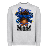 Heather Grey Cheer Mom Afro Messy Bun Heavyweight Sweatshirt - texasbilliewilder