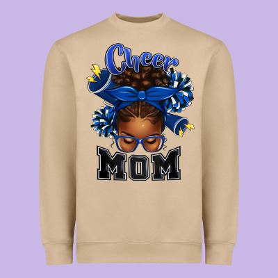Cheer Mom Afro Messy Bun Heavyweight Sweatshirt Designed By Texasbilliewilder