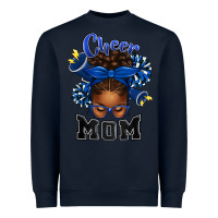 Navy Cheer Mom Afro Messy Bun Heavyweight Sweatshirt - texasbilliewilder