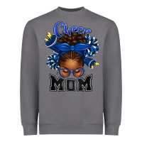 Storm Cheer Mom Afro Messy Bun Heavyweight Sweatshirt - texasbilliewilder