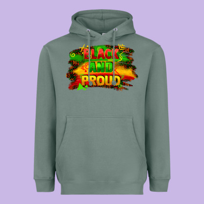 Black And Proud Heavyweight Hoodie Designed By Fadigitalartstudio