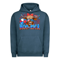 Pigment Midnight Navy moo rica Urban Hoodie - CowhideDigitalArt
