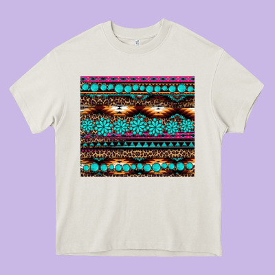 Leopard Aztec Turquoise Jewelry Heavy Core Tee Designed By Barkaloodesign