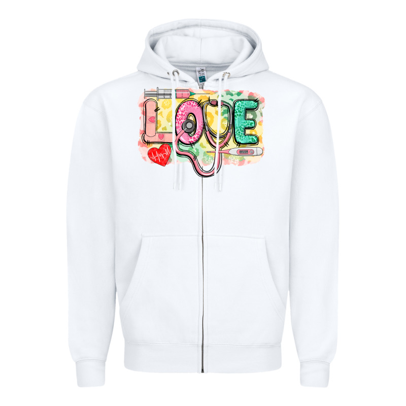 Love Nursing Leopard Background Zipper Hoodie by CowGirlArtShop | Teevron