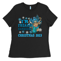 Black im freakin freezin christmas 2023 Ladies Tee - NancyCooperArtShop