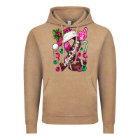 Vintage Coffee Pink Christmas Breast Cancer Ribbon Football Vintage Hoodie - BundleAndBundleShop