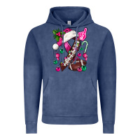 Vintage Denim Pink Christmas Breast Cancer Ribbon Football Vintage Hoodie - BundleAndBundleShop