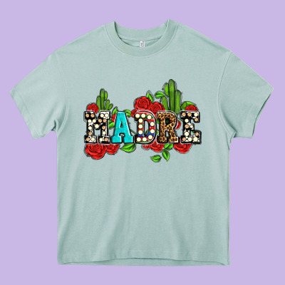 Madre With Roses And Cactus Heavy Core Tee Designed By Adodesignshop