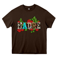 Chocolate Brown madre with roses and cactus Heavy Core Tee - AdoDesignShop