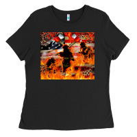 Black Western Firefighters With Thin Red Line Ladies Tee - LillyAllenDesigns