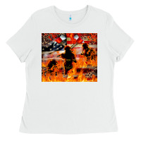 White Western Firefighters With Thin Red Line Ladies Tee - LillyAllenDesigns