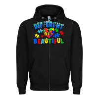Black Different is beautiful Autism Zipper Hoodie - CowGirlArtShop
