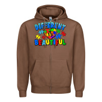 Chestnut Different is beautiful Autism Zipper Hoodie - CowGirlArtShop