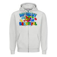 Dove Grey Different is beautiful Autism Zipper Hoodie - CowGirlArtShop