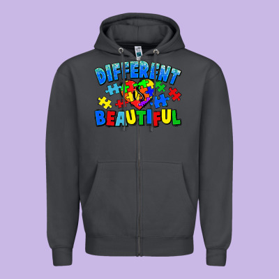 Different Is Beautiful Autism Zipper Hoodie Designed By Cowgirlartshop