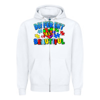White Different is beautiful Autism Zipper Hoodie - CowGirlArtShop