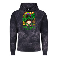Cloud Black St. Patrick Messy Bun One Luck Mama With Clover Vintage Hoodie - BundleAndBundleShop
