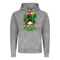 Cloud Rock St. Patrick Messy Bun One Luck Mama With Clover Vintage Hoodie - BundleAndBundleShop