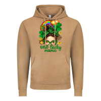 Vintage Camel St. Patrick Messy Bun One Luck Mama With Clover Vintage Hoodie - BundleAndBundleShop
