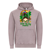 Vintage Zinc St. Patrick Messy Bun One Luck Mama With Clover Vintage Hoodie - BundleAndBundleShop