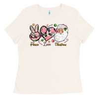 Bone pink peace love christmas Ladies Tee - NancyCooperArtShop