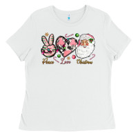 White pink peace love christmas Ladies Tee - NancyCooperArtShop