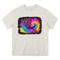 Tie Dye Leopard Glitter Background Heavy Core Tee | Teevron