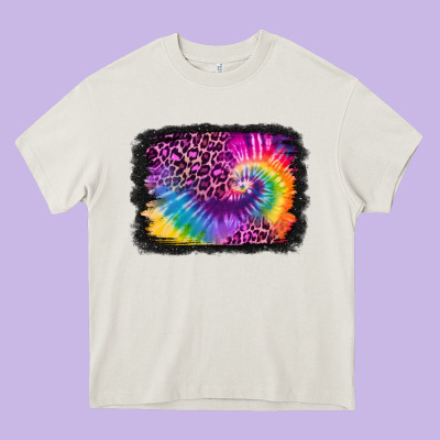 Tie Dye Leopard Glitter Background Heavy Core Tee Designed By Jasminsmagicworld
