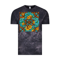 Cloud Black Lake Boat Rudder And Sunflowers Seamless Pattern Vintage Tee - BundleAndBundleShop