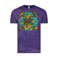 Cloud Purple Lake Boat Rudder And Sunflowers Seamless Pattern Vintage Tee - BundleAndBundleShop