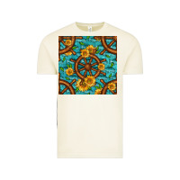 Vintage Arctic Lake Boat Rudder And Sunflowers Seamless Pattern Vintage Tee - BundleAndBundleShop